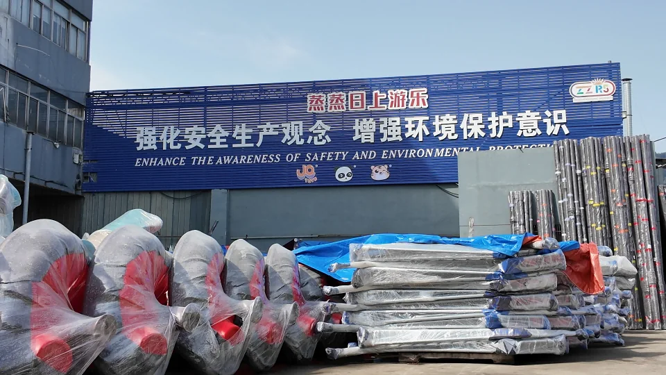 Commercial playground equipment components wrapped and prepared for export at ZZRS