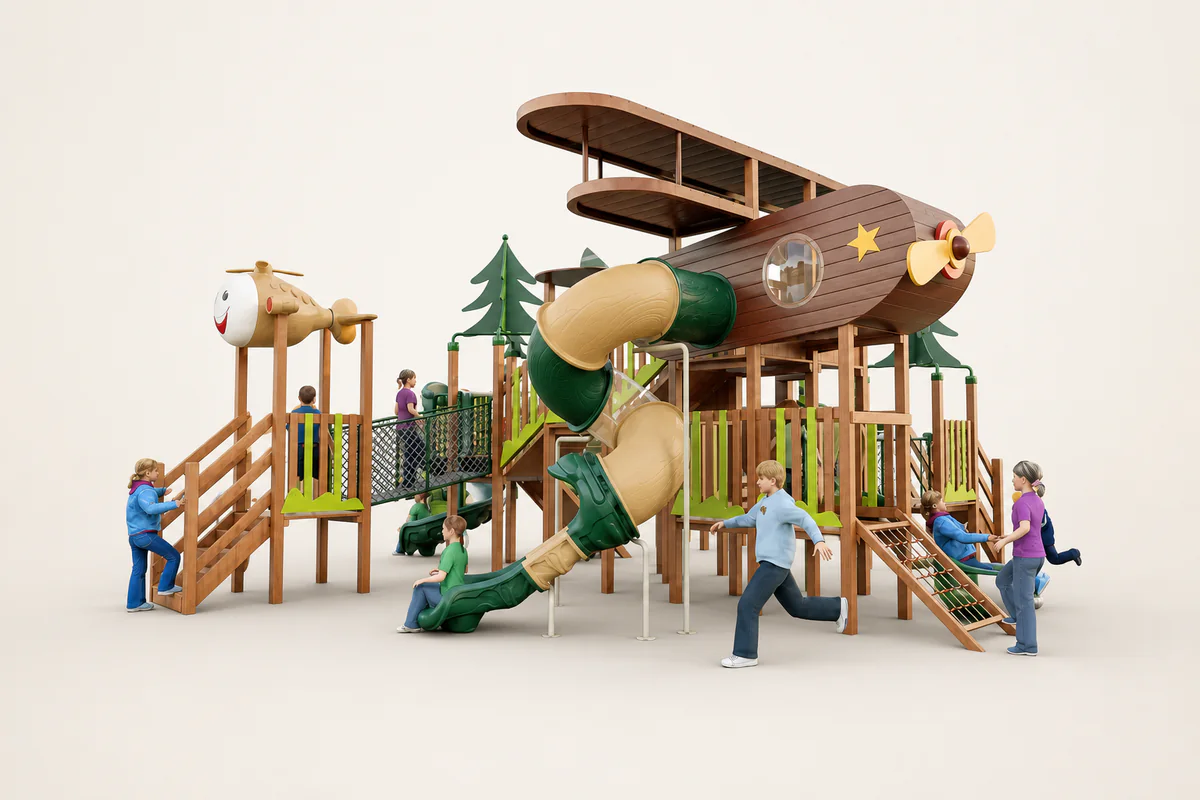 Commercial natural and wooden playground equipment