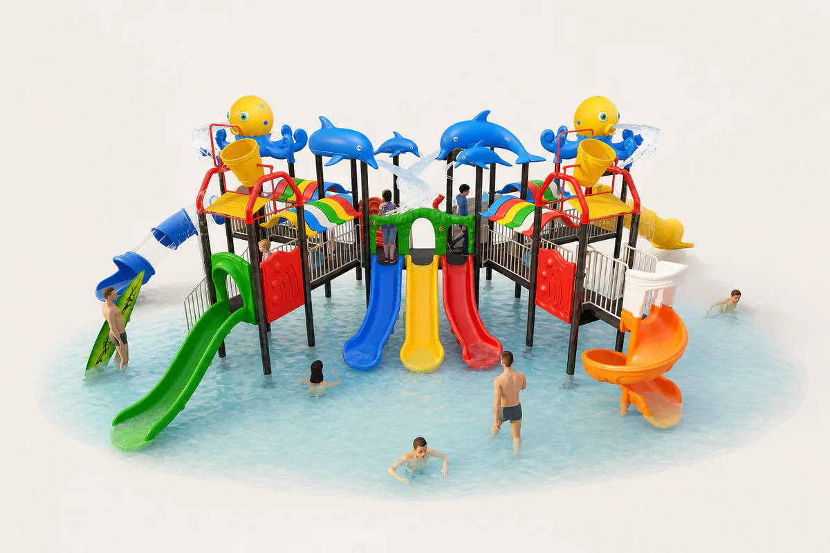 Commercial water slides and splash playground equipment