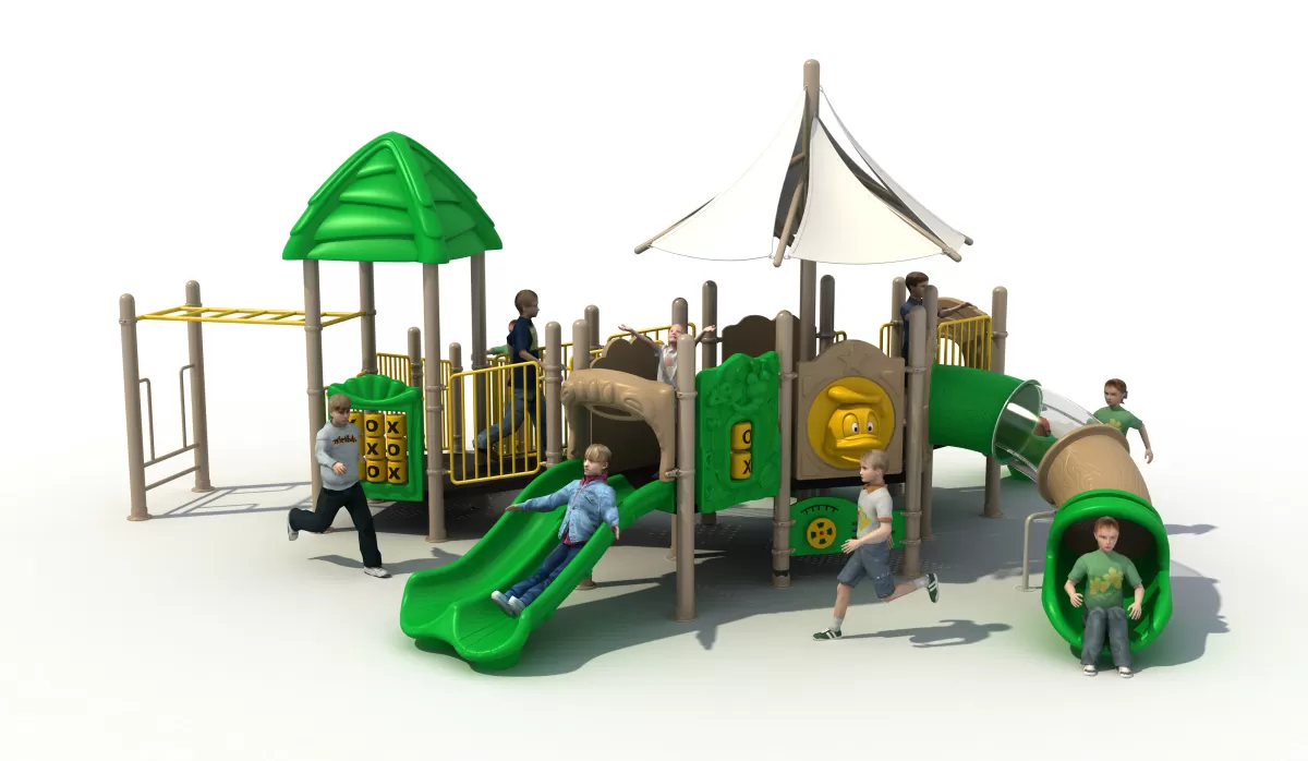Cost-Effective Modular Play Structures with a Lush, Natural Aesthetic.