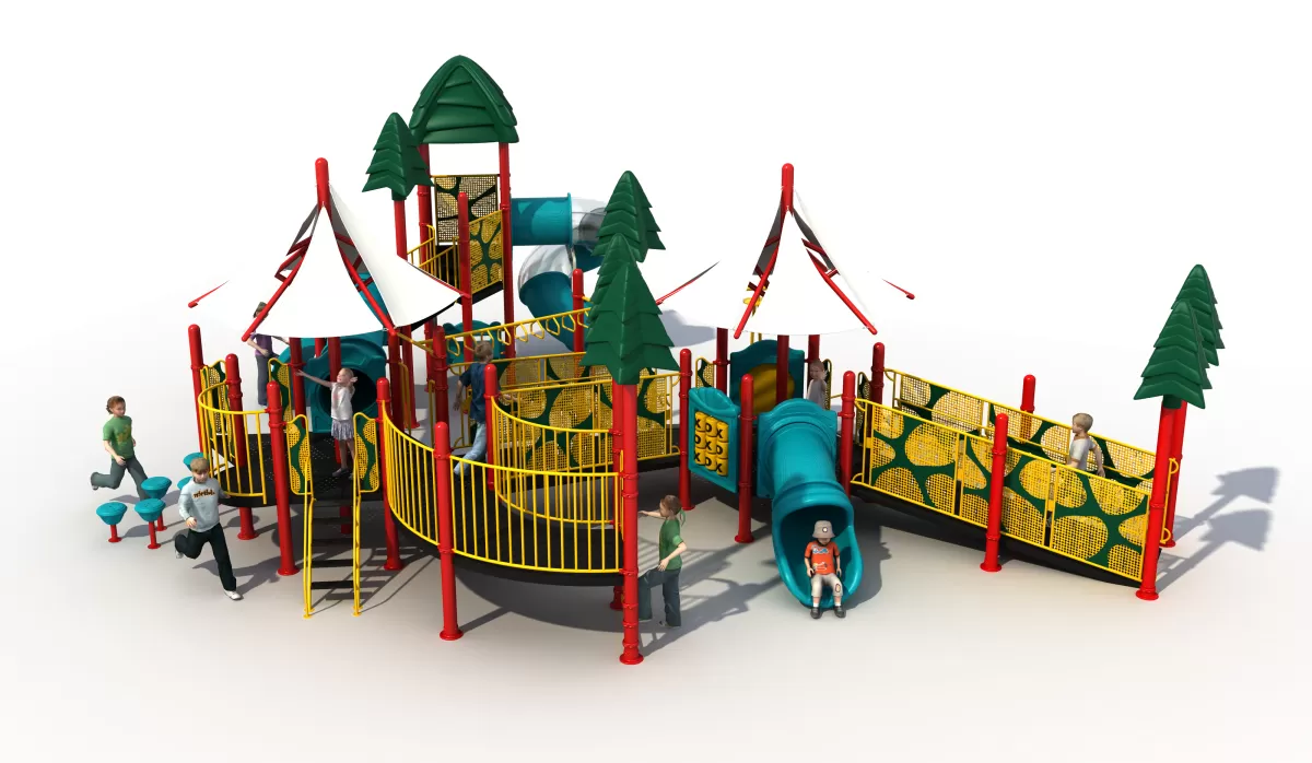 Cost-Effective Modular Play Structures with a Lush, Natural Aesthetic.